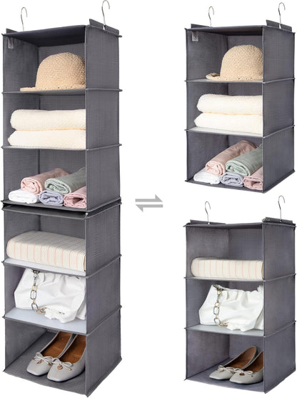 3-Shelf Hanging Closet Organizer and Storage, Collapsible Hanging Closet Shelves, Gray, 29 ½" H X 12" W X 12" D, 1-Pack