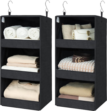 3-Shelf Hanging Closet Organizer and Storage, Collapsible Hanging Closet Shelves, Gray, 29 ½" H X 12" W X 12" D, 1-Pack