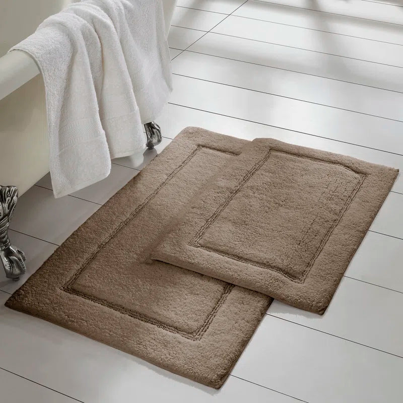 2-Pack Solid Loop with Non-Slip Backing Bath Mat Set