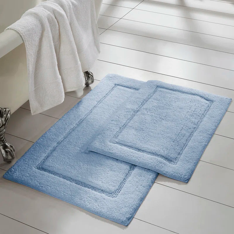 2-Pack Solid Loop with Non-Slip Backing Bath Mat Set