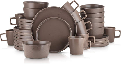 Coupe Stoneware Dinnerware Set, Service for 4, Gray Matte