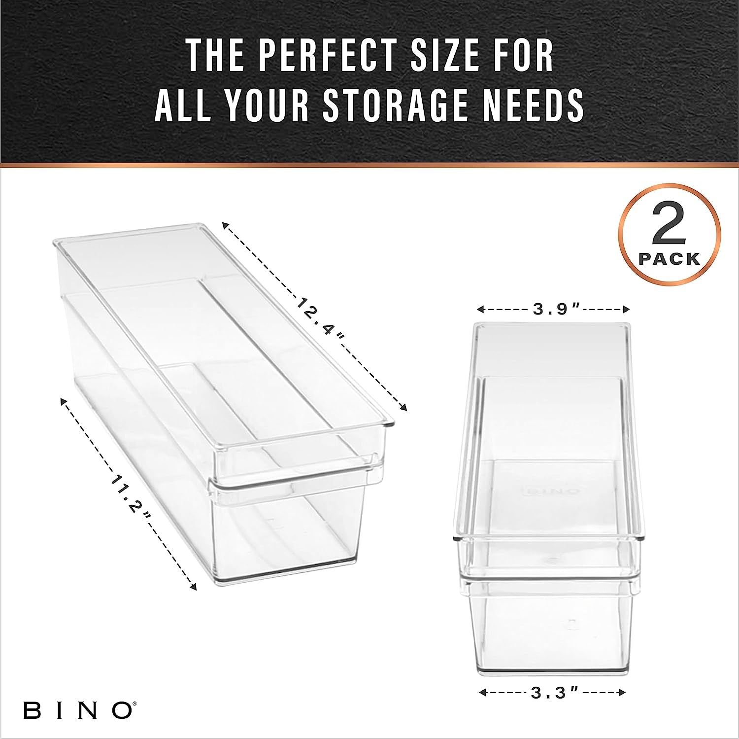 Plastic Storage Bins, Small - Shallow | the HANDLER COLLECTION | Multipurpose Organizer Bins Clear Containers for Organizing Home