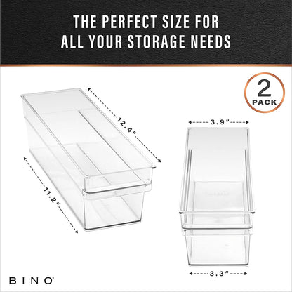 Plastic Storage Bins, Small - Shallow | the HANDLER COLLECTION | Multipurpose Organizer Bins Clear Containers for Organizing Home