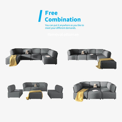 3 - Piece Fashionable Multi- Color And Design Living Room, The Oversized Free Combination Sofa - Modular Sofa Can Be Assembled Into a U-Shape, C- Shape, Sofa Bed , etc...