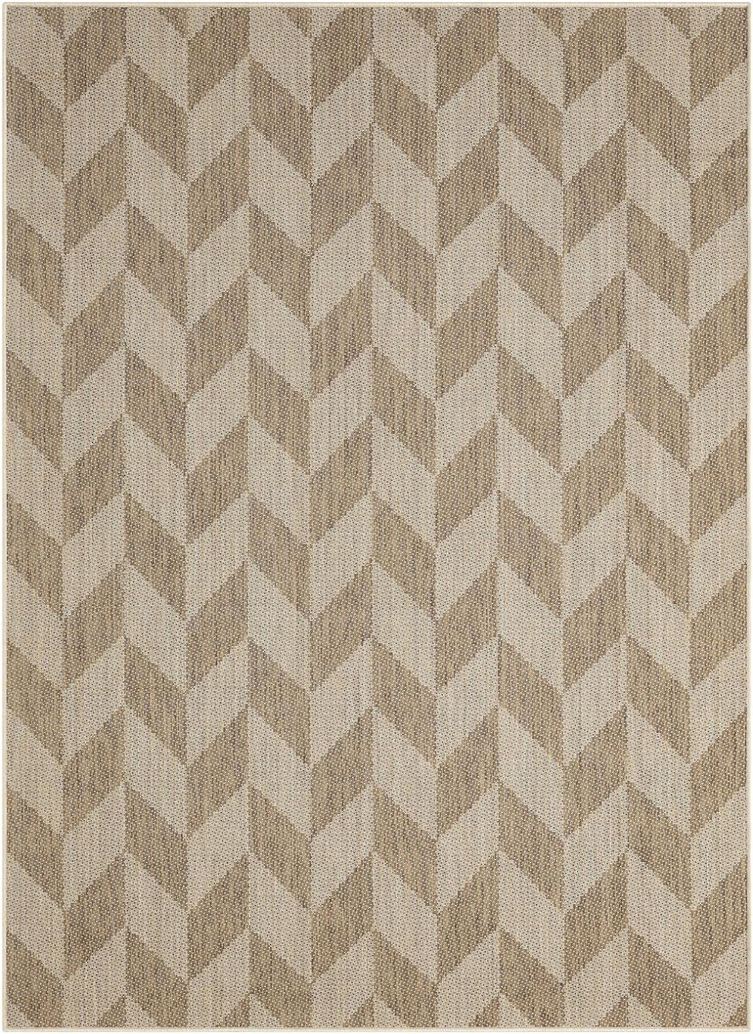 Patio Country Calla Contemporary Herringbone Indoor/Outdoor Area Rug, Blue/Grey, 7'9"X10'2"