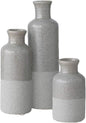 Ceramic Gray Vase Set, Three (3) Grey Vases Home Décor, Gray Decorative Bottles, Gray Vases for Centerpieces Home Decoration CM2859