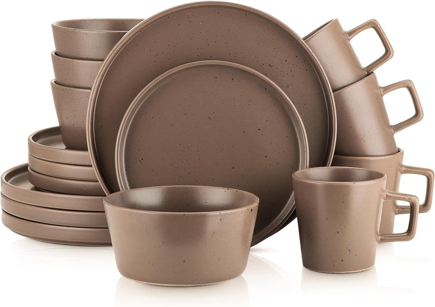 Coupe Stoneware Dinnerware Set, Service for 4, Gray Matte