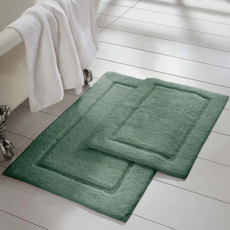 2-Pack Solid Loop with Non-Slip Backing Bath Mat Set