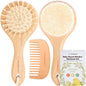 Baby Hair Brush and Comb Set for Newborn - Wooden Baby Hair Brush With Goat Bristles  and Comb Set Girl/ Boy, Toddler Cradle Cap Brush (Oval, Walnut)