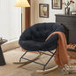 Upholstered Rocking Papasan Chair with Solid Wood Leg