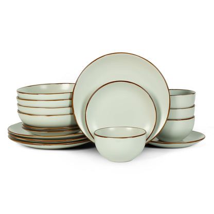 Brasa 16-Piece Dinnerware Set Stoneware, Light Green