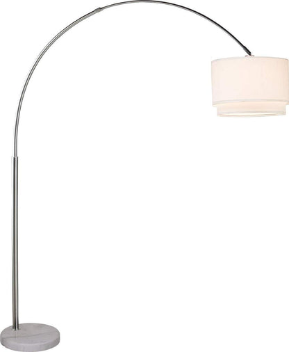 Modern 81" Arc Tall X-Large Living Room-Stand up Arching Drum Shade Large Floor Lamp with Real Marble Base -Corner Lamp (White)