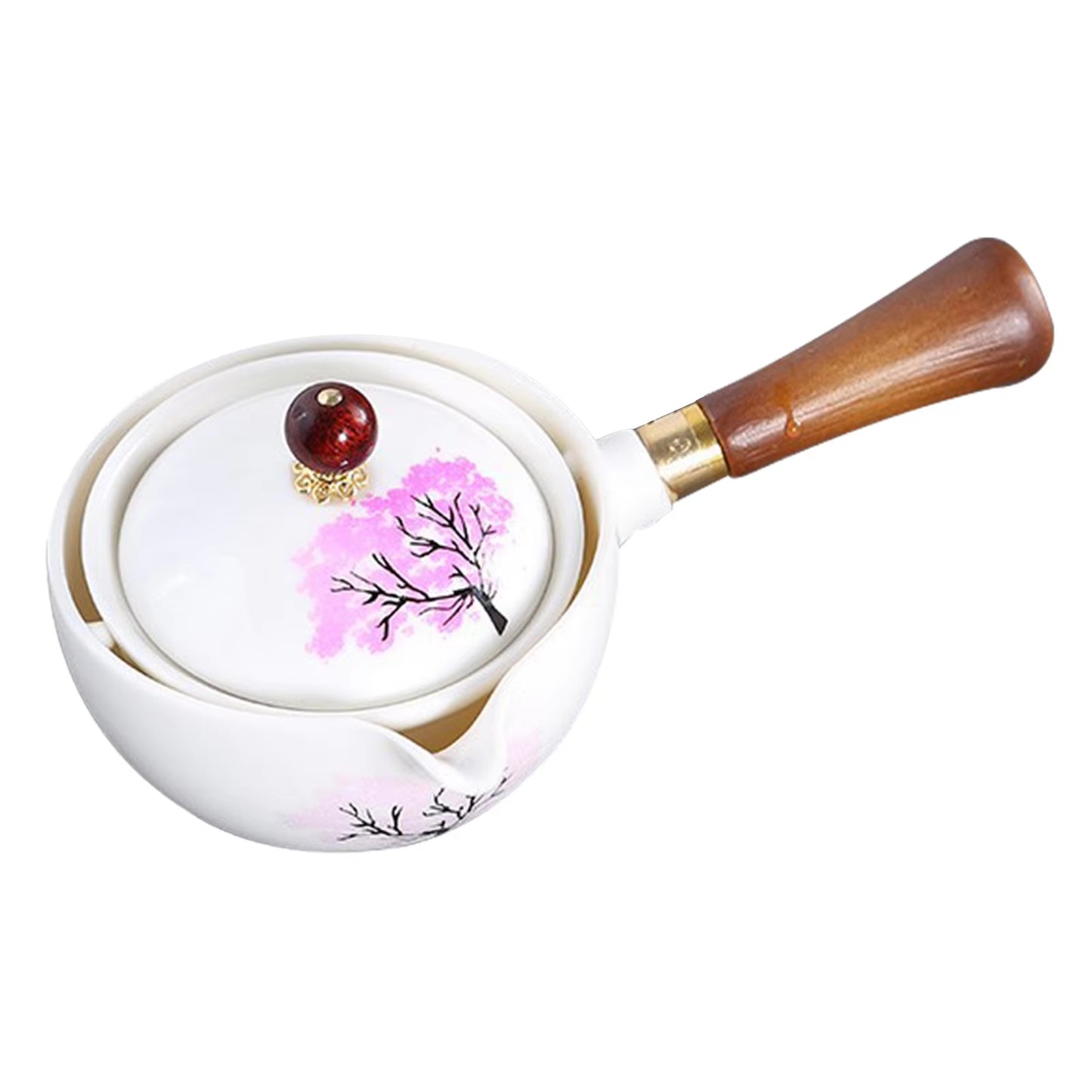 Porcelain Chinese Gongfu Tea Set Portable Teapot Set with 360 Rotation Tea Maker Heat-Resistant Tea Pot 