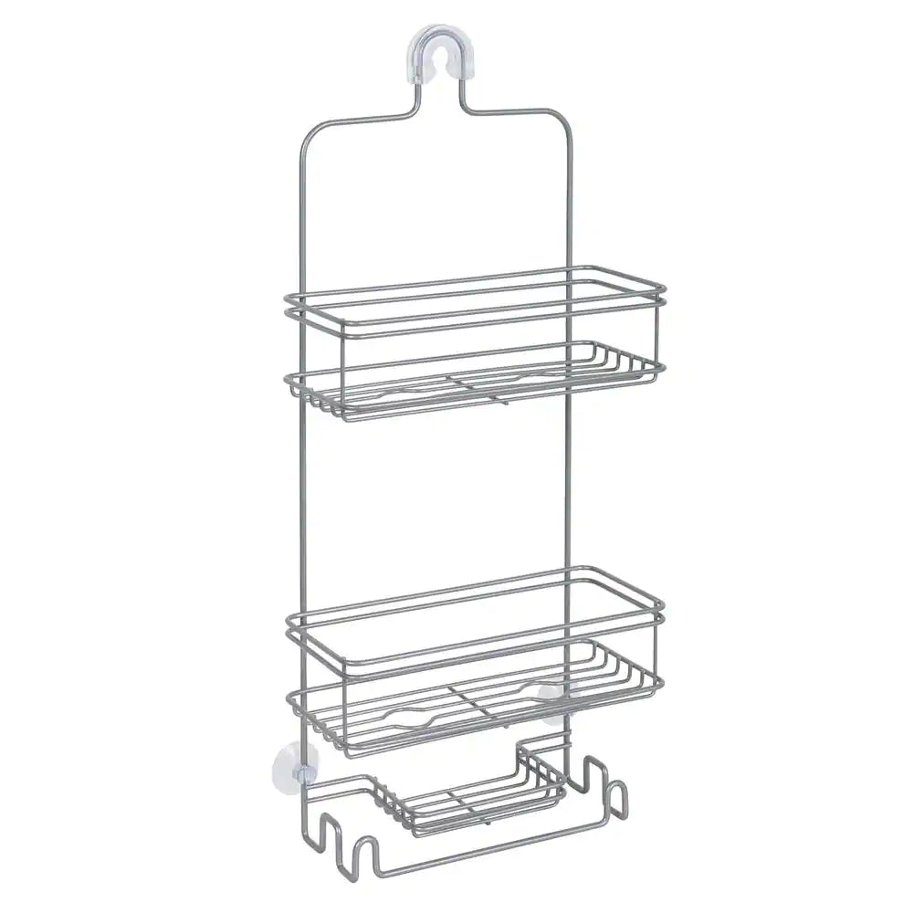 Large Over-The-Shower Caddy with 2 Shelves and Soap Dish in Satin Nickel