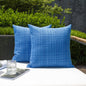 Pack of 2 Decorative Outdoor Waterproof Throw Pillow Covers Stripe Square Pillowcases Modern Cushion Cases for Patio Couch Bench 18 X 18 Inch Teal