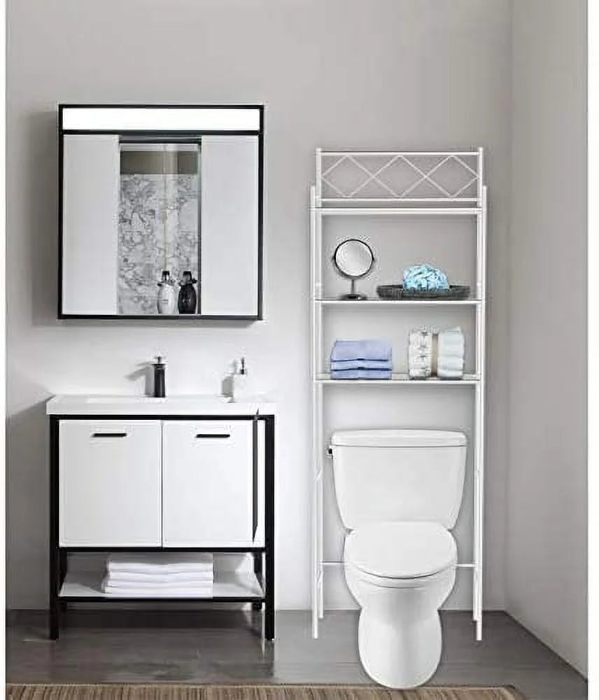 3-Shelf Bathroom Organizer over the Toilet, Bathroom Spacesaver White