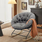 Upholstered Rocking Papasan Chair with Solid Wood Leg