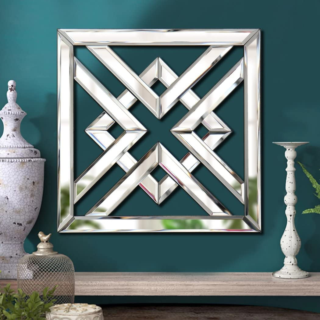 Decor Mirror Size 12X12 Inches Square Mirrored Silver Wall Decorative Mirror with Beveled Edge Modern Fashionable Wall-Mounted Mirrors