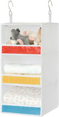 3-Shelf Hanging Closet Organizer and Storage, Collapsible Hanging Closet Shelves, Gray, 29 ½" H X 12" W X 12" D, 1-Pack