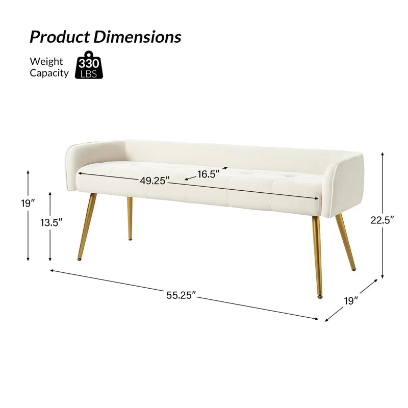 Millbury Polyester Upholstered Bench with Metal Legs