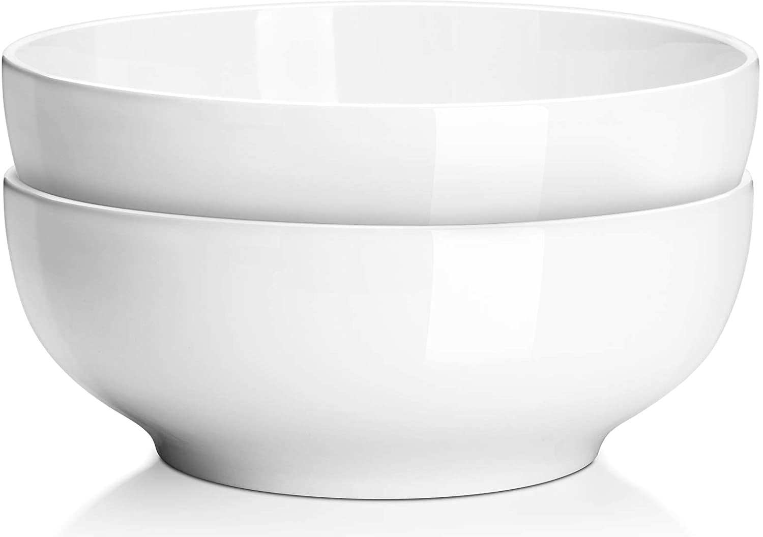  9.5" White Ceramic Fruit Bowls for Entertaining, Side Dishes, Pho, Pasta, Dinner Parties, Kitchen Decor, Microwave & Dishwasher Safe, Easy Clean