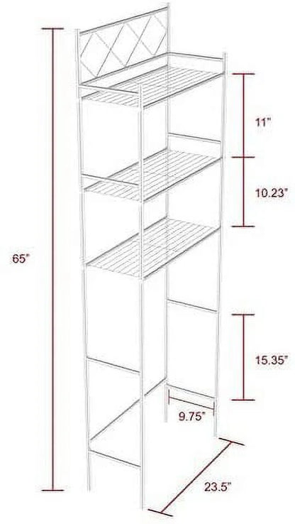 3-Shelf Bathroom Organizer over the Toilet, Bathroom Spacesaver White