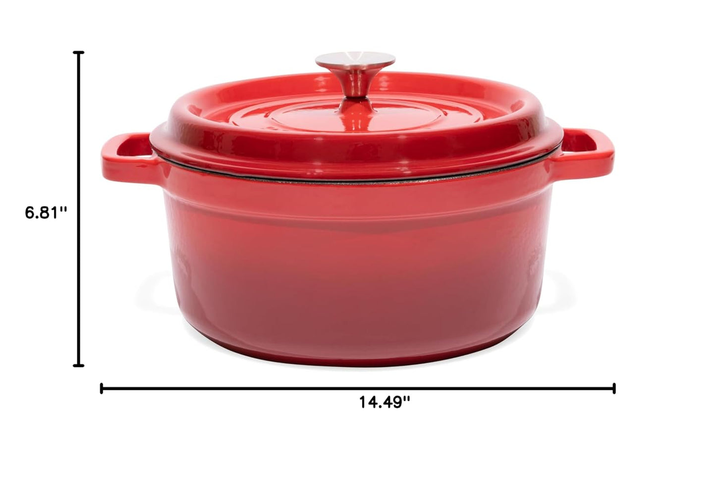 Pre-Seasoned Enameled Cast Iron Dutch Oven with Lid and Handle - 5.2 Quart Heavy Duty Casserole Dish for Cooking, Baking, and Braising - Oven Safe, Durable, round Cast Iron Cooking Pot - Red