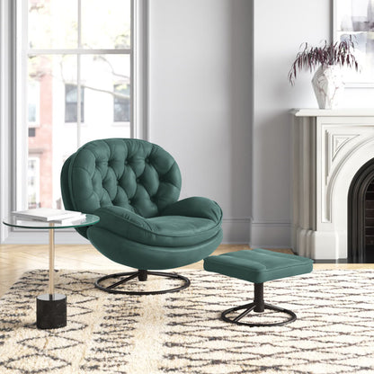 Myler Velvet Swivel Accent Chair with Ottoman