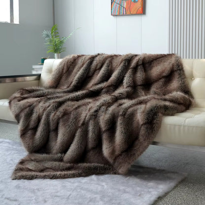 Luxury Faux Fur Blanket High-End Bed Fox Fur Blankets Perfect For Beds Or On The Sofa 