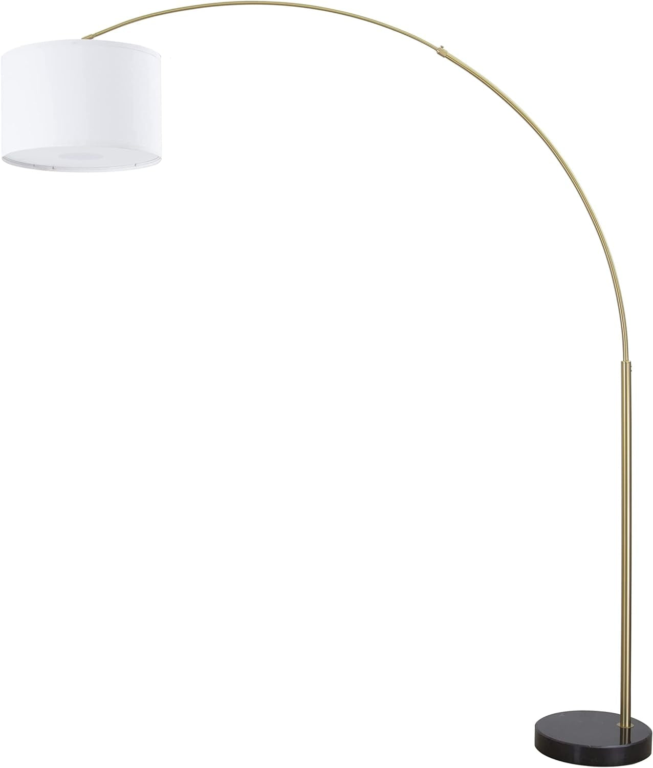 Modern 81" Arc Tall X-Large Living Room-Stand up Arching Drum Shade Large Floor Lamp with Real Marble Base -Corner Lamp (White)