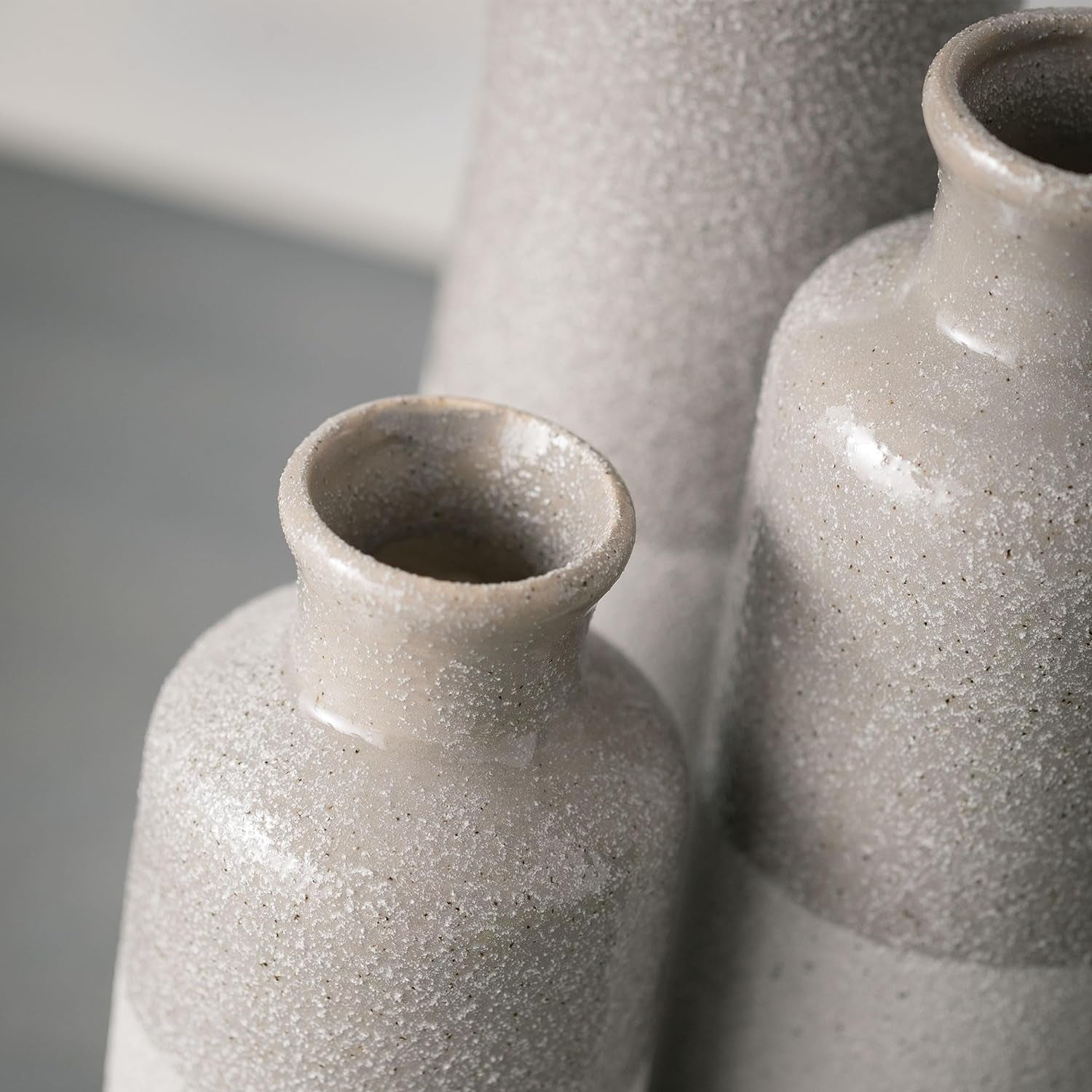 Ceramic Gray Vase Set, Three (3) Grey Vases Home Décor, Gray Decorative Bottles, Gray Vases for Centerpieces Home Decoration CM2859