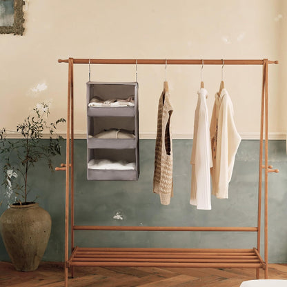 3-Shelf Hanging Closet Organizer and Storage, Collapsible Hanging Closet Shelves, Gray, 29 ½" H X 12" W X 12" D, 1-Pack