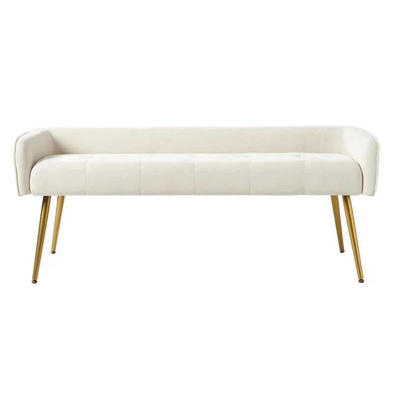 Millbury Polyester Upholstered Bench with Metal Legs