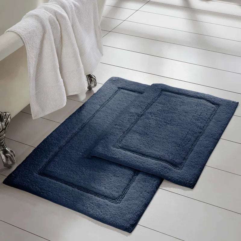 2-Pack Solid Loop with Non-Slip Backing Bath Mat Set