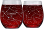 Libra Stemless Wine Glasses Zodiac Libra Set Hand Etched 15 Oz (Set of 2) - Astrology Sign Glassware