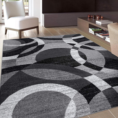 Contemporary Abstract Circles Perfect for High Traffic Areas of Your Living Room,Bedroom,Home Office,Kitchen Area Rug 6'6