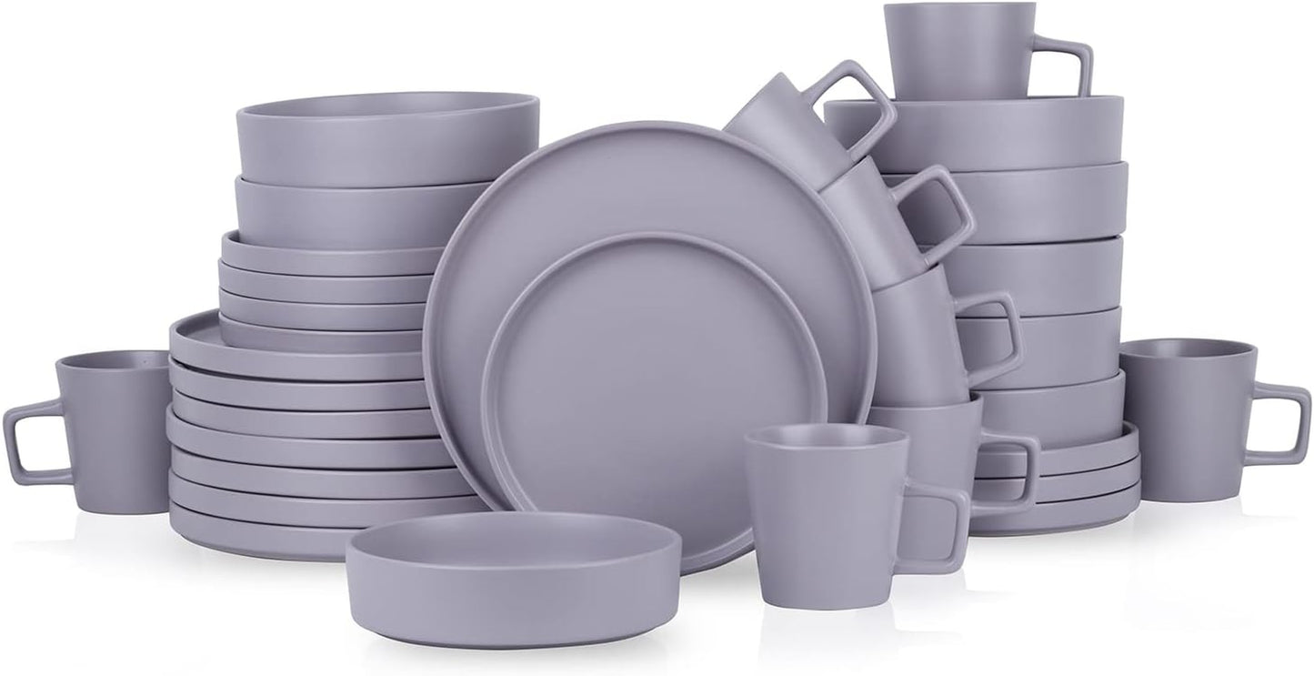 Coupe Stoneware Dinnerware Set, Service for 4, Gray Matte