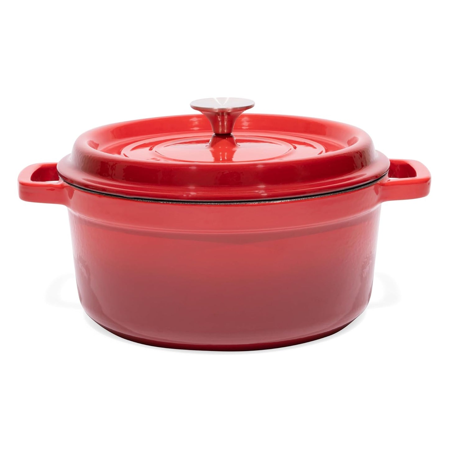 Pre-Seasoned Enameled Cast Iron Dutch Oven with Lid and Handle - 5.2 Quart Heavy Duty Casserole Dish for Cooking, Baking, and Braising - Oven Safe, Durable, round Cast Iron Cooking Pot - Red