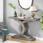 39.37'' White Faux Marble and Gold Metal Console Table Featuring C- Shaped Based