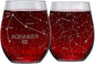 Libra Stemless Wine Glasses Zodiac Libra Set Hand Etched 15 Oz (Set of 2) - Astrology Sign Glassware