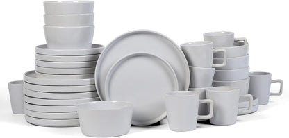 Coupe Stoneware Dinnerware Set, Service for 4, Gray Matte